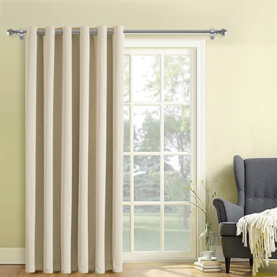 Oxford Homeware Plain Cream 230Gsm Blackout Curtain Thermal Insulated Eyelet For Door Curtain (W)168Cm X (L)213Cm Single Panel - image 1