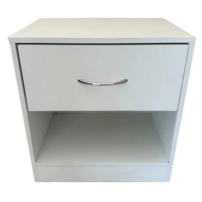Home Treats 1 Drawer Bedside Table White (Set Of 2) - image 1