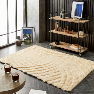 Dallas Champagne Abstract Shaggy Rug By Origins-120Cm X 170Cm - image 1