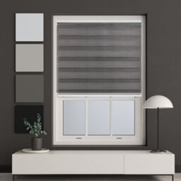 Furnished Day And Night Roller Blinds - Dark Grey Striped Roller Shades For Windows And Doors (W)160Cm (L)210Cm - thumbnail 2