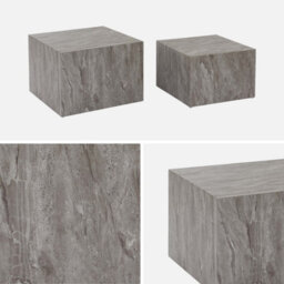 Sweeek - Pair Of Square Coffee Tables With Marble Effect Paros Grey 58X58X40 Cm - thumbnail 3