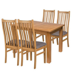 Hallowood Furniture Camberley Oak Butterfly Extending Dining Table With 4 Premium Oak Chairs With Steel Grey Seat Pad - thumbnail 8