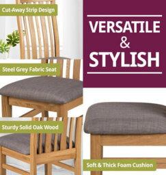 Hallowood Furniture Camberley Oak Butterfly Extending Dining Table With 4 Premium Oak Chairs With Steel Grey Seat Pad - thumbnail 5