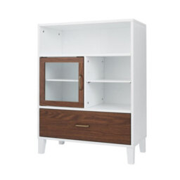 Teamson Home Bathroom Floor Cabinet, Wooden Cabinet With Drawer, Bathroom Storage, Walnut/white - thumbnail 2