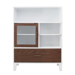 Teamson Home Bathroom Floor Cabinet, Wooden Cabinet With Drawer, Bathroom Storage, Walnut/white - thumbnail 5