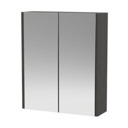 Hudson Reed Juno Wall Hung 2 Door Mirror Cabinet With Soft Close Hinges, Graphite Woodgrain, 715 X 600 mm - thumbnail 2