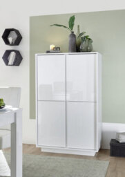 FurniComp LTD Furnicomp Glacia 4 Door 145Cm  White Gloss Highboard - thumbnail 1