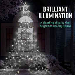 Globrite Outdoor Curtain Star Fairy Light - 350 Led - (Warm White) - Waterproof Window Waterfall Light - Plug In - thumbnail 3