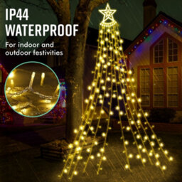 Globrite Outdoor Curtain Star Fairy Light - 350 Led - (Warm White) - Waterproof Window Waterfall Light - Plug In - thumbnail 6