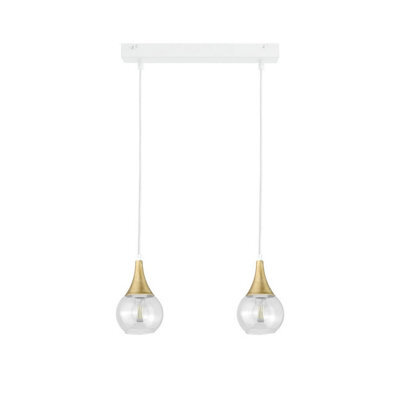 Luminosa Lighting Luminosa Lacrima Bar Pendant Ceiling Light White, Gold Transparent Glass Shade 2X E27 - image 1