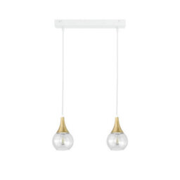 Luminosa Lighting Luminosa Lacrima Bar Pendant Ceiling Light White, Gold Transparent Glass Shade 2X E27 - thumbnail 1