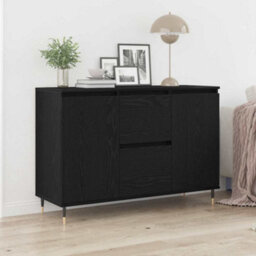 Berkfield Sideboard With Doors & Drawers Black Oak 101,5X35X70 Cm