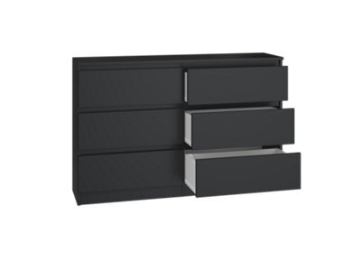Topeshop Malwa M6 Black 6 Drawer Chest Of Drawers 120 X 75 X 40 Cm