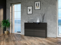 Topeshop Malwa M6 Black 6 Drawer Chest Of Drawers 120 X 75 X 40 Cm - thumbnail 2