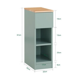 Sobuy Fbt111-Gr, Slim Bedside Table Bedside Cabinet Narrow Side Table Nightstand With Drawer And 2 Shelves For Bedroom, Green - thumbnail 3
