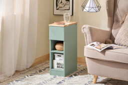 Sobuy Fbt111-Gr, Slim Bedside Table Bedside Cabinet Narrow Side Table Nightstand With Drawer And 2 Shelves For Bedroom, Green - thumbnail 9