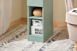 Sobuy Fbt111-Gr, Slim Bedside Table Bedside Cabinet Narrow Side Table Nightstand With Drawer And 2 Shelves For Bedroom, Green - thumbnail 4