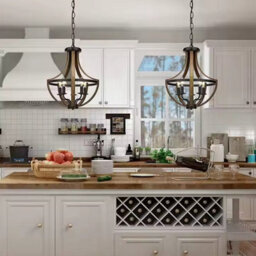 Rustic Farmhouse Pendant Light Retro Wood Ceiling Chandelier Indoor Outdoor Kitchen Dining Room Antique Style Aex - thumbnail 3