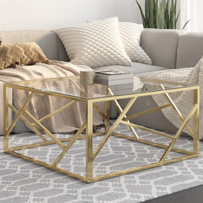 Berkfield Coffee Table Gold Stainless Steel And Tempered Glass - image 1