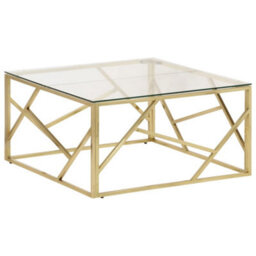 Berkfield Coffee Table Gold Stainless Steel And Tempered Glass - thumbnail 2