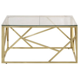 Berkfield Coffee Table Gold Stainless Steel And Tempered Glass - thumbnail 4