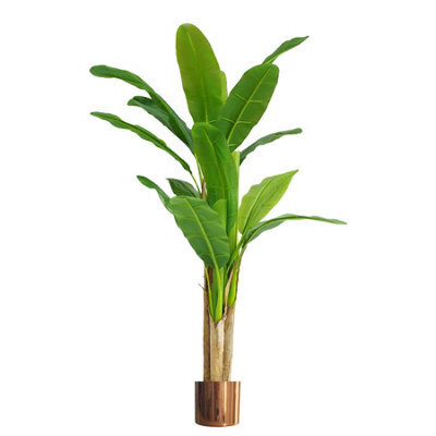 Leaf Artificial Banana Tree Tropical Plant Huge 6Ft Copper Metal Planter - image 1