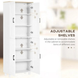 Tall Kitchen Cupboard, 170.5Cm Tall Kitchen Storage Cabinet With 4 Wooden Doors - thumbnail 4