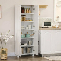 Tall Kitchen Cupboard, 170.5Cm Tall Kitchen Storage Cabinet With 4 Wooden Doors - thumbnail 3