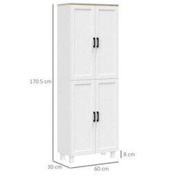 Tall Kitchen Cupboard, 170.5Cm Tall Kitchen Storage Cabinet With 4 Wooden Doors - thumbnail 2