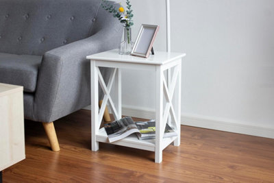 Spot On Dealz Small Side Table Bedside Tables 2 Tier Night Stand Occasional Slim Narrow Storage Contemporary Wooden - image 1