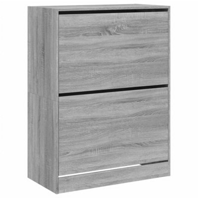 Berkfield Modern Shoe Cabinet With 2 Flip-Drawers Grey Sonoma 80X42X108 Cm
