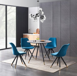 Life Interiors Sofia Dorchester Lux Dining Set, A Table And Chairs Set Of 4, Grey/blue - thumbnail 2