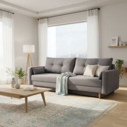Bongo Upholstered Sofa Bed Hr Foam Bonnell Springs Wooden Legs Bedding Storage Living Room 220X94X86Cm Light Grey - thumbnail 2