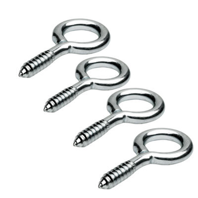 4X Screw Eyes 75X7.3mm Bzp Steel - Rust-Resistant Hooks For Hanging Cables, Lights - Indoor & Outdoor Use - image 1