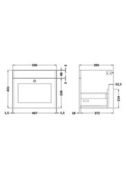 Hudson Reed Classique Components Wall Hung 1-Drawer Vanity Unit, Stylish Single Vanity Unit With Soft Close Drawer, Satin Grey - thumbnail 2