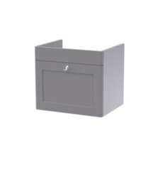 Hudson Reed Classique Components Wall Hung 1-Drawer Vanity Unit, Stylish Single Vanity Unit With Soft Close Drawer, Satin Grey - thumbnail 1
