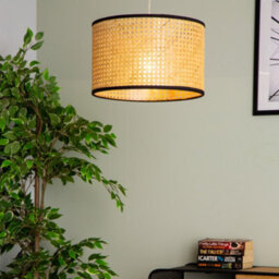 Litecraft Grace Rattan Cylinder Natural Lamp Shade - thumbnail 1