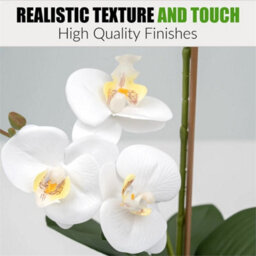 Artificial Orchid Flower Display In Pot 55Cm White Realistic - thumbnail 3