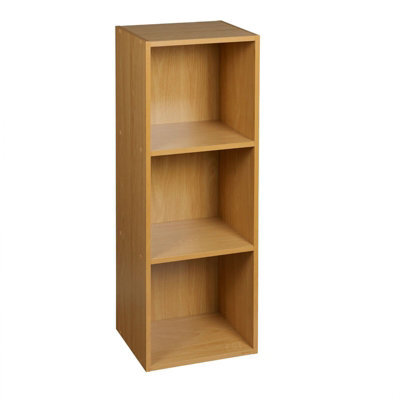 Urbn-Living Urbnliving Height 79.5Cm 3 Shelf Wooden Bookcase Shelving Colour Beech Display Storage Shelf Unit Shelves - image 1