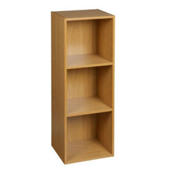 Urbn-Living Urbnliving Height 79.5Cm 3 Shelf Wooden Bookcase Shelving Colour Beech Display Storage Shelf Unit Shelves - thumbnail 1