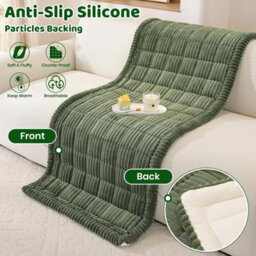 Thick Sofa Cover, Non-Slip Leather Protector, Corner Soft Blanket, Rug (Green, 70 X 150 Cm) - thumbnail 5