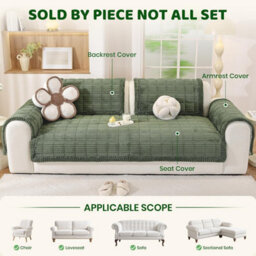 Thick Sofa Cover, Non-Slip Leather Protector, Corner Soft Blanket, Rug (Green, 70 X 150 Cm) - thumbnail 2