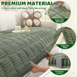 Thick Sofa Cover, Non-Slip Leather Protector, Corner Soft Blanket, Rug (Green, 70 X 150 Cm) - thumbnail 4