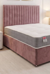 "Knight Sleep Emily Pink Plush 4Ft6 Bed Set With Orthopaedic Mattress, No Drawers & 24""headboard - Double" - thumbnail 2