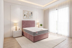 "Knight Sleep Emily Pink Plush 4Ft6 Bed Set With Orthopaedic Mattress, No Drawers & 24""headboard - Double" - thumbnail 1