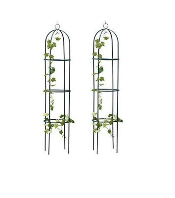 2 X 1.9 Trellis Vines Metal Garden Obelisk - Green - image 1