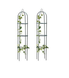 2 X 1.9 Trellis Vines Metal Garden Obelisk - Green - thumbnail 1