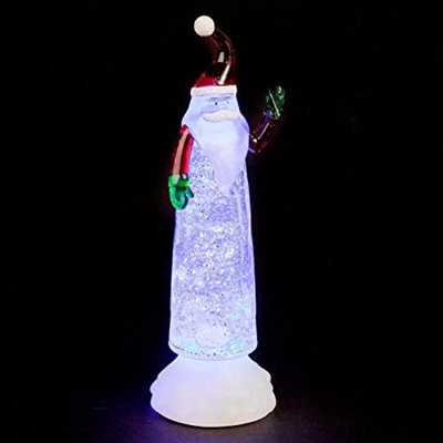 Garden Store Direct Snowtime Santa Claus Led Water And Glitter Filled Christmas Spinner Decoration - image 1