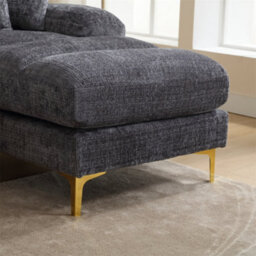 Abrihome Stylish Modular Sectional Sofa Set With Double Chaise, U-Shaped Chenille Fabric Lounge Suite For The Living Room, Grey - thumbnail 9