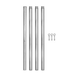 Kookaburra 4M Silver Stainless Steel Tall Round Shade Sail Garden Patio Fixing Pole 4 Sections With Eyebolts - thumbnail 2